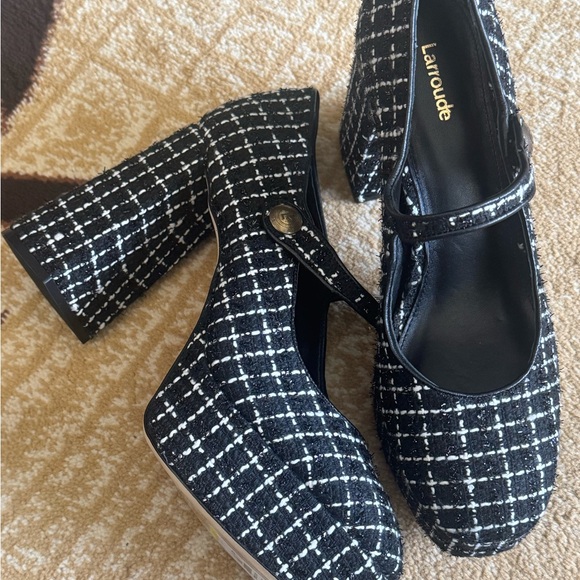Larroude Black and White Checkered Flats - Picture 2 of 5